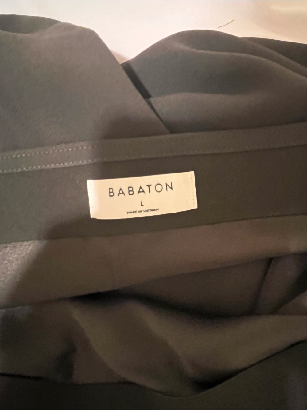 Babaton Olive green strapless maxi dress